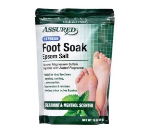 Salt Foot Soak with Spearmint and Menthol Scent, 16 oz. - Assured Epsom