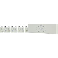 8 PIECE MINI VARIETY WITH LES INFUSION DE PRADA IRIS & IRIS CEDRE & FLEUR D'ORANGER & AMANDE & OEILLET & VETIVER & MIMOSA & ROSE AND ALL ARE EAU DE PARFUM 0.27 OZ MINIS - PRADA VARIETY by Prada