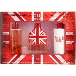 EAU DE PARFUM SPRAY 3.4 OZ & BODY LOTION 8.4 OZ & FRAGRANCE MIST 8.4 OZ - FCUK REBEL HER by French Connection