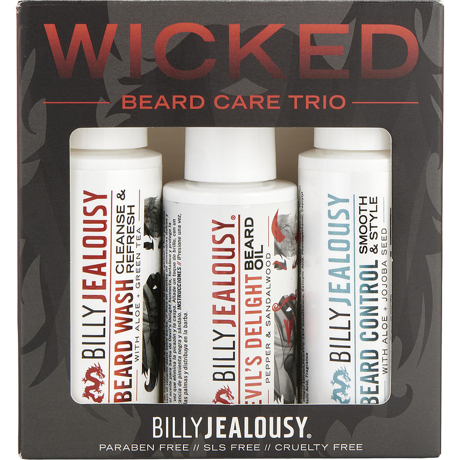 WICKED BEARD CARE TRIO SET: BEARD WASH 2 OZ & BEARD CONTROL 2 OZ & DEVIL'S DELIGHT BEARD OIL 2 OZ - BILLY JEALOUSY by Billy Jealousy WICKED BEARD CARE TRIO SET: BEARD WASH 2 OZ & BEARD CONTROL 2 OZ & DEVIL'S DELIGHT BEARD OIL 2 OZ - BILLY JEALOUSY by Billy Jealousy