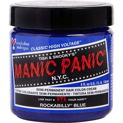 HIGH VOLTAGE SEMI-PERMANENT HAIR COLOR CREAM - # ROCKABILLY BLUE 4 OZ - MANIC PANIC by Manic Panic